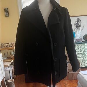 Classic Black Wool Peacoat